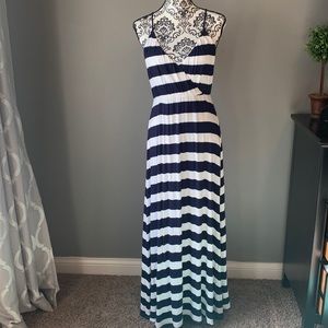 Gap Spaghetti Strap Maxi Dress - Navy Stripe - Size Small